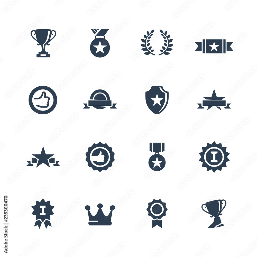 Awards and trophys vector icon set Awards and trophys vector icon set