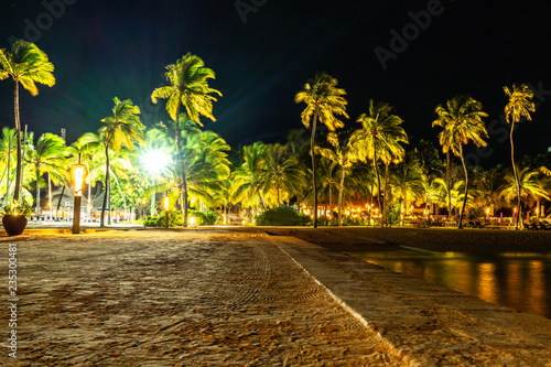Night view on a tropical island