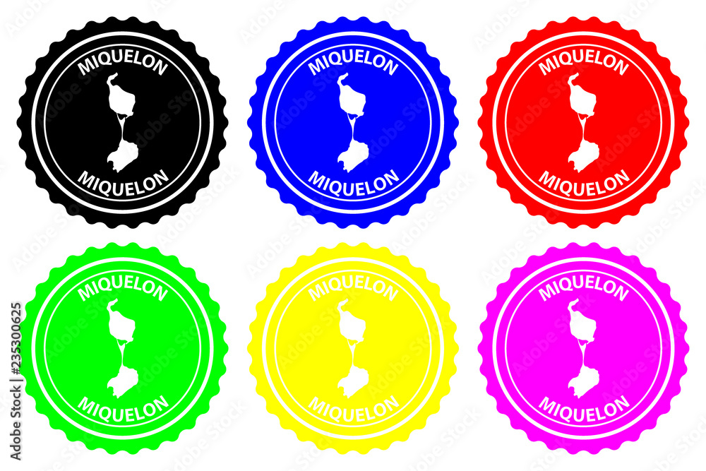 Miquelon - rubber stamp - vector, Overseas Collectivity of Saint Pierre and Miquelon map pattern - sticker - black, red, blue, green, yellow, purple Miquelon - rubber stamp - vector, Overseas Collectivity of Saint Pierre and Miquelon map pattern - sticker - black, red, blue, green, yellow, purple
