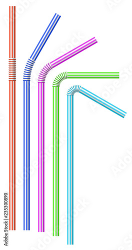 Colorful striped drinking straws