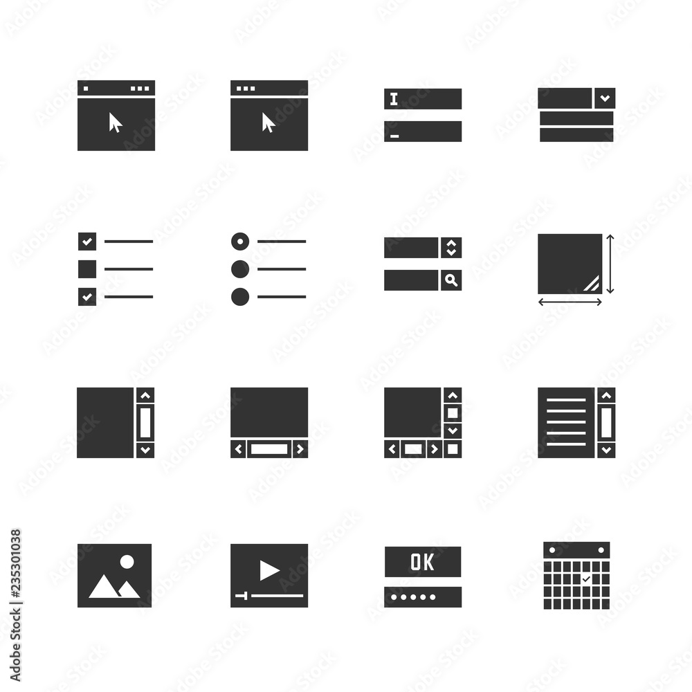 Web or app form elements icon set Web or app form elements icon set