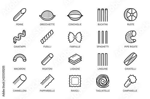 Tela Pasta vector icon set in thin line style