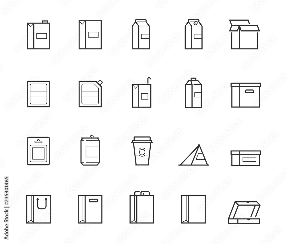 Vector package types icon set in thin line style Stock Vector | Adobe Stock