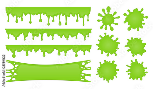 Vector set of slime drops and splash stains