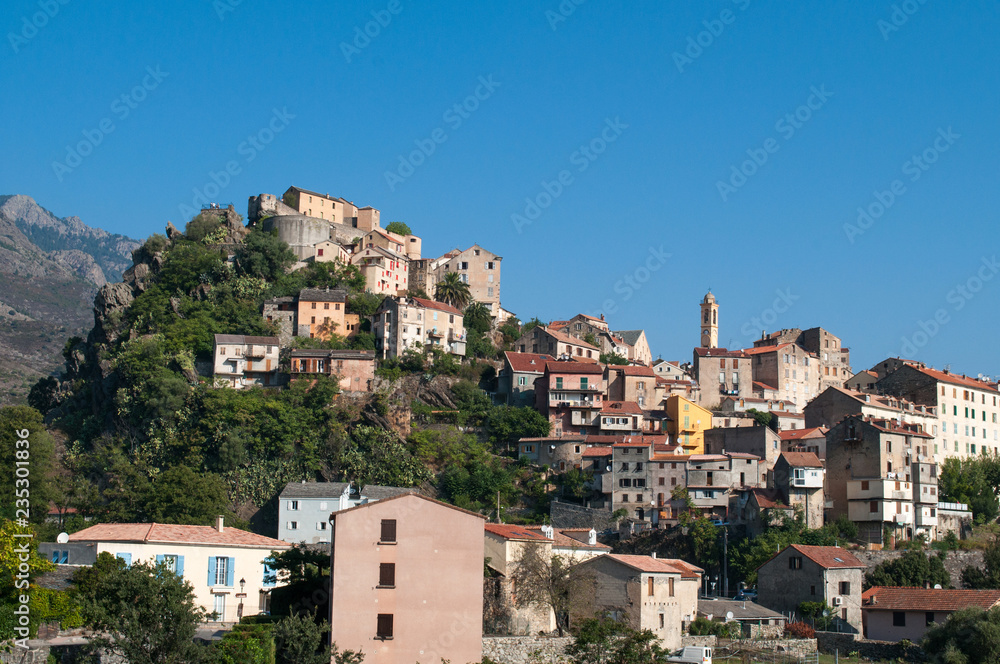 View of the city of Corte, the capital of the island of Corsica