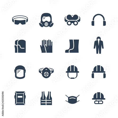 Vector job safety and protection icon set