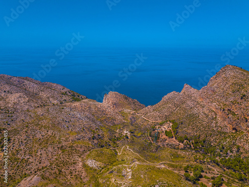 Aerial of Tramuntana in Mallorca, Spain