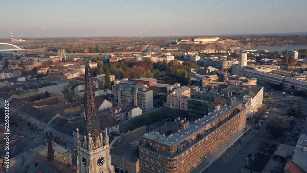 Aerial view of Novi Sad catholic cathedral Aerial view of Novi Sad catholic cathedral