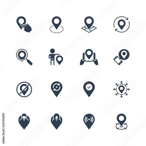 Map pin and navigation icon set