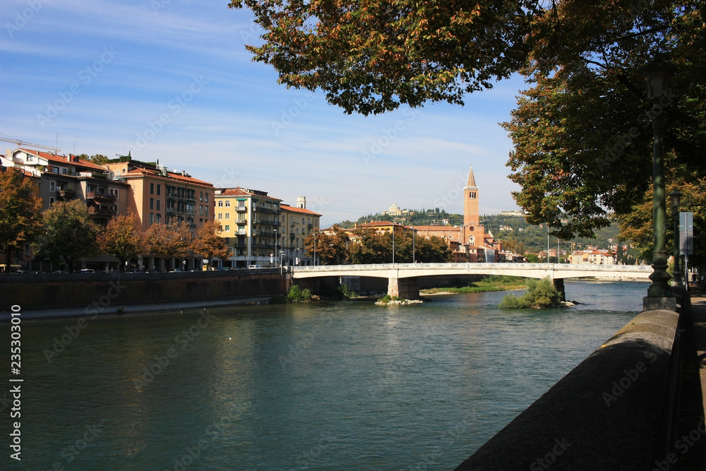 Embankment of the city of Verona, Italy