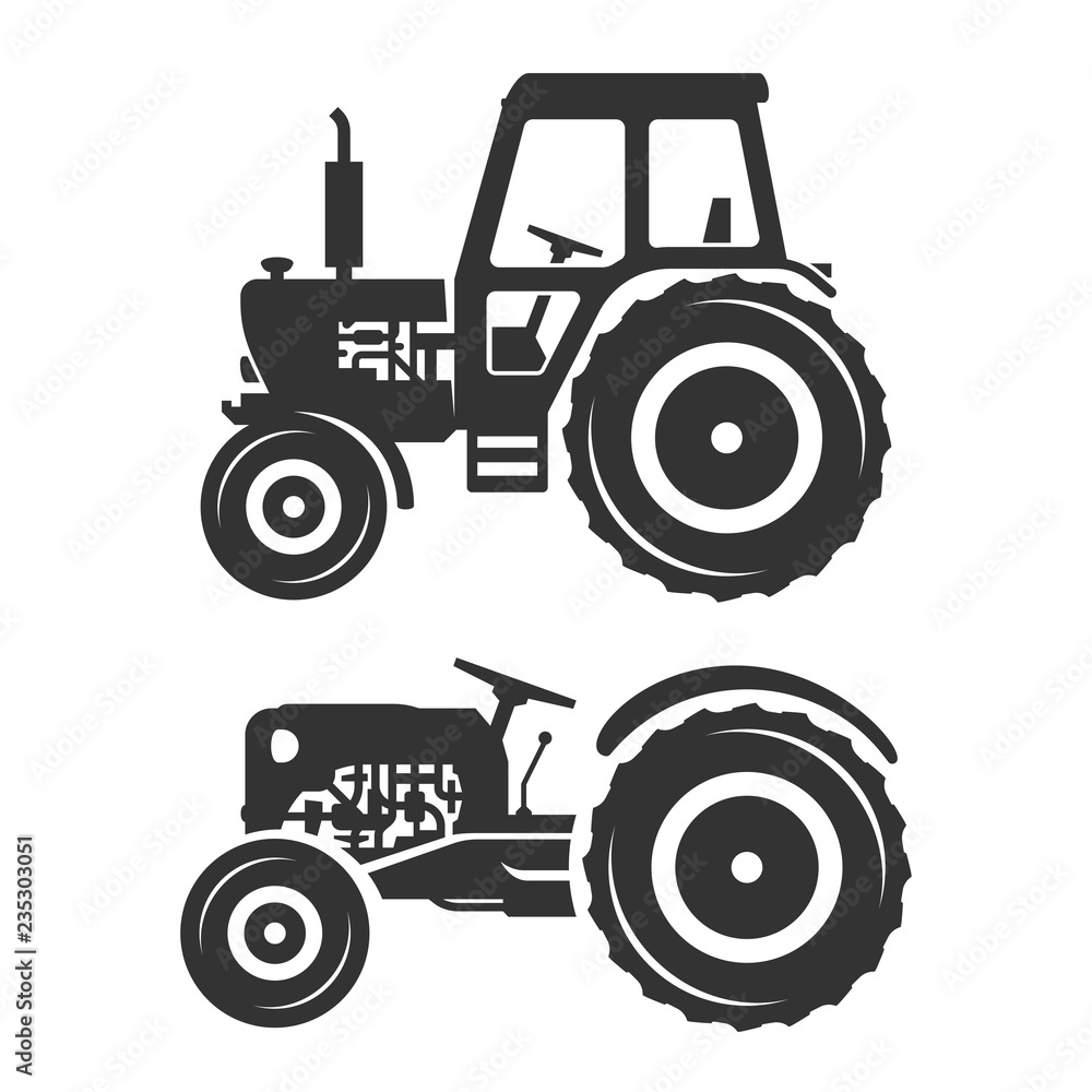 Vector silhouettes of tractors Stock Vector Adobe Stock