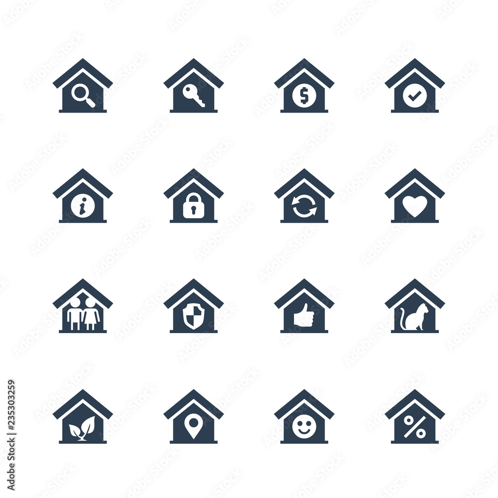 House conceptual vector icon set in glyph style House conceptual vector icon set in glyph style