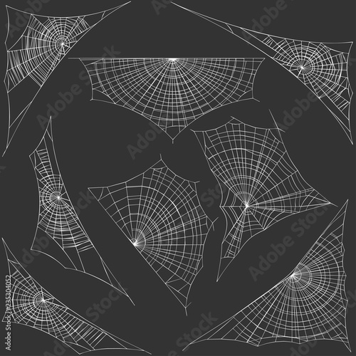 Vector set of spider webs