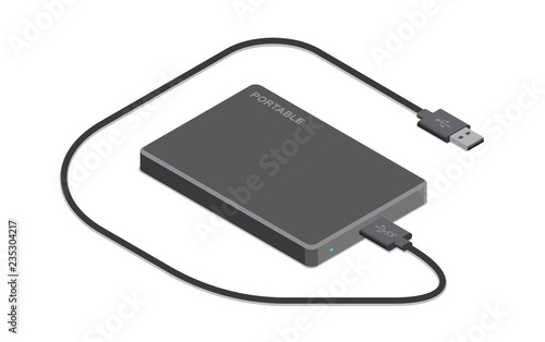 External hard drive vector isometric illustration
