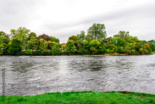 A view to banks of the river from one of the Ness islands, Inverness, Scotland