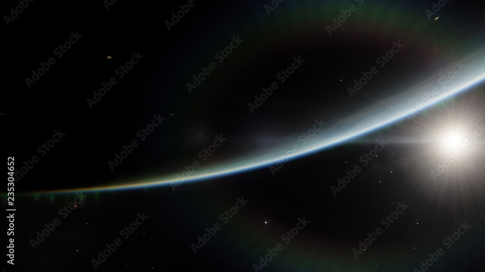 Near, low earth orbit blue planet. this image elements furnished by NASA.