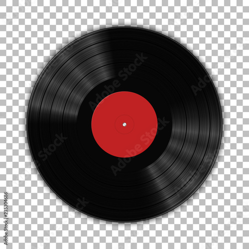 Gramophone vinyl LP record template isolated on checkered background. Vector illustration
