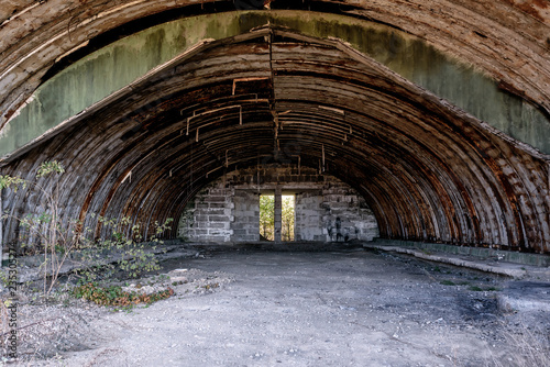 abandoned military hangar