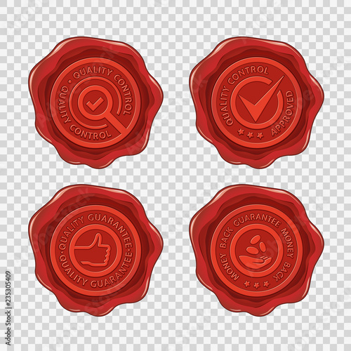 Quality and money back guarantee isolated red wax seals