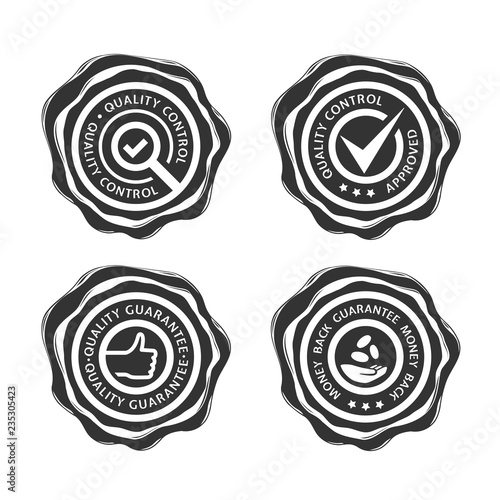 Quality and money back guarantee isolated silhouettes of wax seals