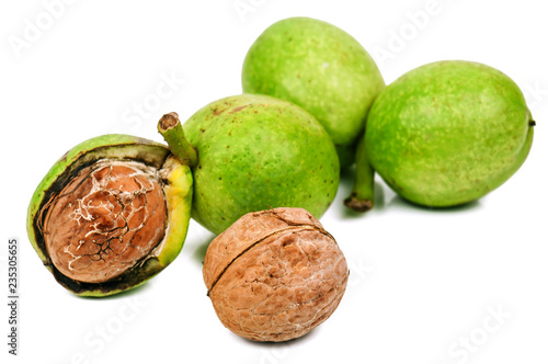 ripe walnut on white