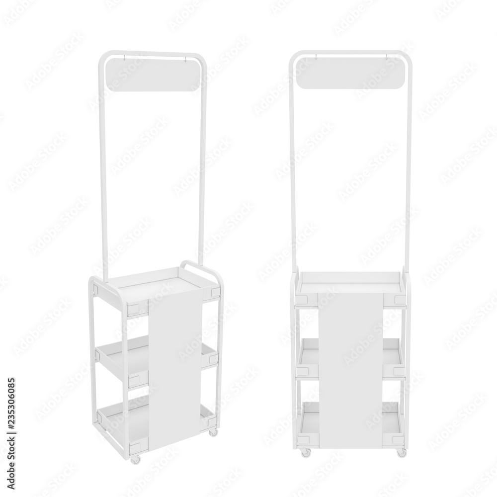 white empty showcase isolated on a white background, 3D rendering white empty showcase isolated on a white background, 3D rendering