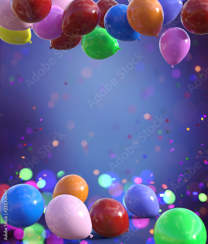 Colorful balloons decorated for festive background design,3d illustration