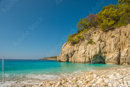 Coastline at Mediterranean sea near Fethiye Kabak Turkey