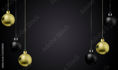 black and gold hanging christmas balls