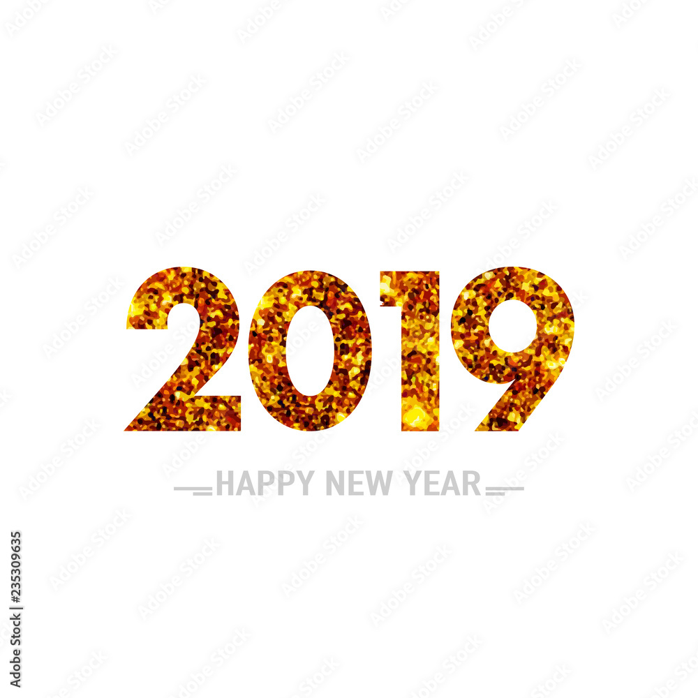 Illustration Happy new year 2019, Gold Greeting card design template Illustration Happy new year 2019, Gold Greeting card design template
