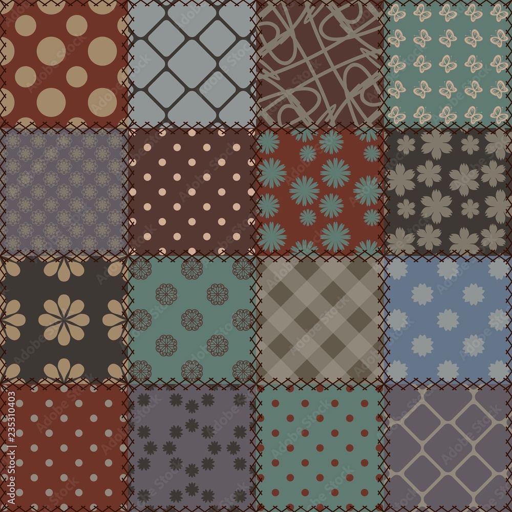 patchwork background with different patterns