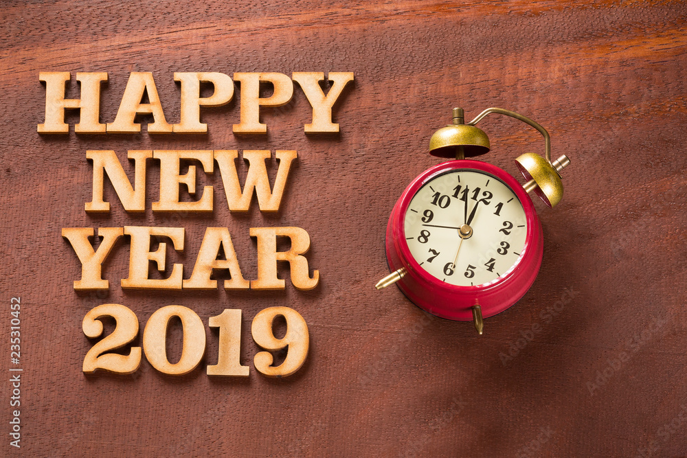 Happy New Year 2019 with clock Happy New Year 2019 with clock