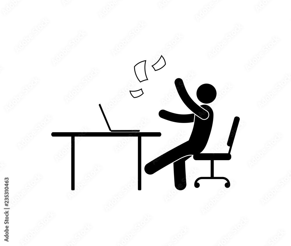 Fototapeta premium Icon manager in the office scatters paper.
