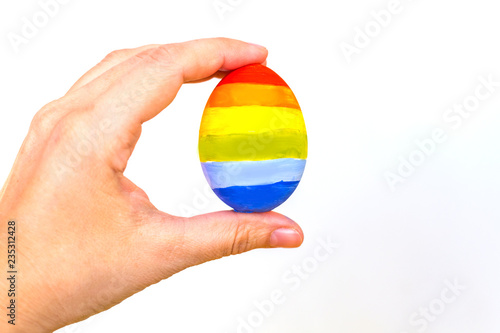 concept of LGBT. colorful egg in hand
