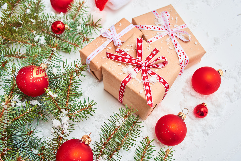 christmas tree and gifts on white background christmas tree and gifts on white background