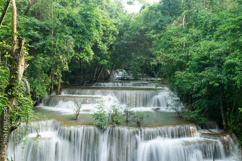 Waterfalls in tropical forest National Park  Huai Mae Khamin Waterfall in Thailand