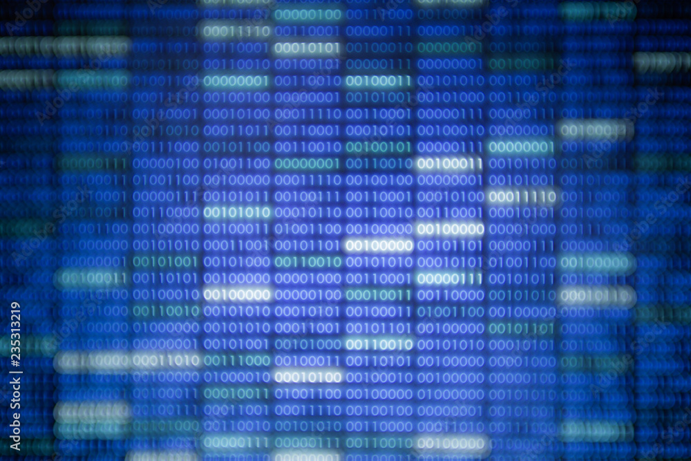 blockchain data. glowing Blue and white binary data code background for internet and cyberspace security function. block pattern of number one and zero text on LED monitor screen. blockchain data. glowing Blue and white binary data code background for internet and cyberspace security function. block pattern of number one and zero text on LED monitor screen.