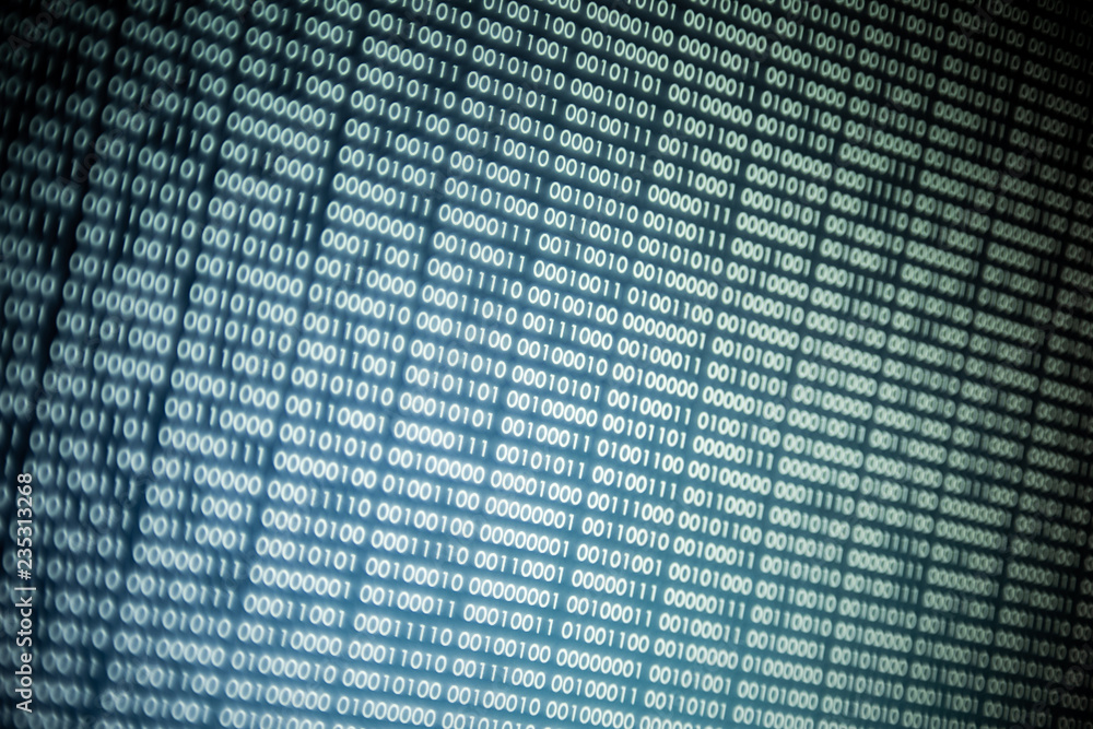 Big overload blockchain data. Blue binary data code background for internet and cyberspace security function. one and zero text on LED moniter screen. Big overload blockchain data. Blue binary data code background for internet and cyberspace security function. one and zero text on LED moniter screen.