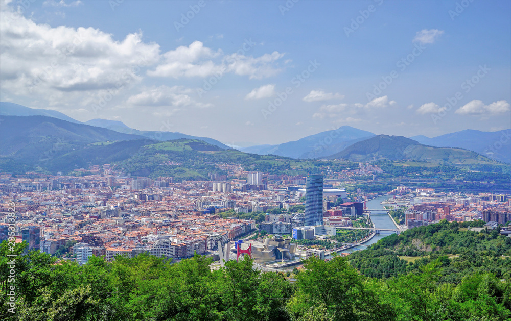Panorama of the City of Bilbao, Spain. 