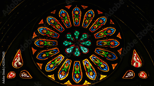 Circular Stained Glass Window in Canadian Chapel 