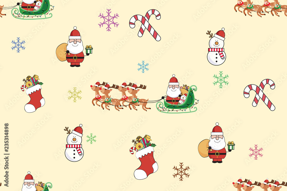 Seamless pattern for the New Year. Vector illustration of Christmas repeating wallpaper.