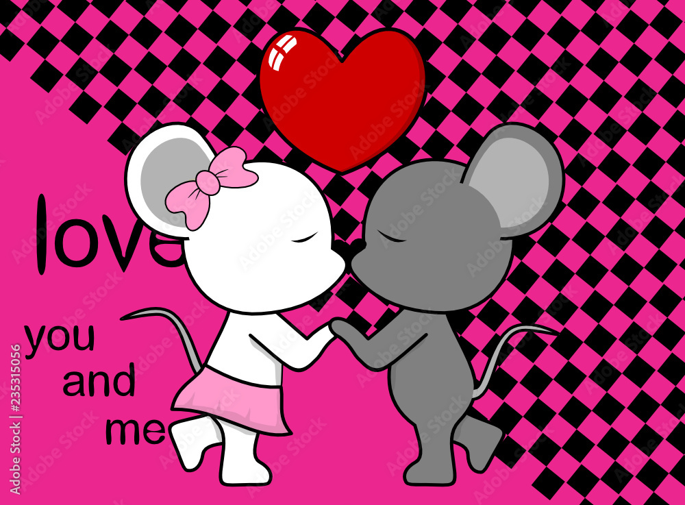 Cute Lovely Mouse Boy And Girl Kissing Cartoon Valentine Background In Vector Format Very Easy To Edit Stock Vector Adobe Stock