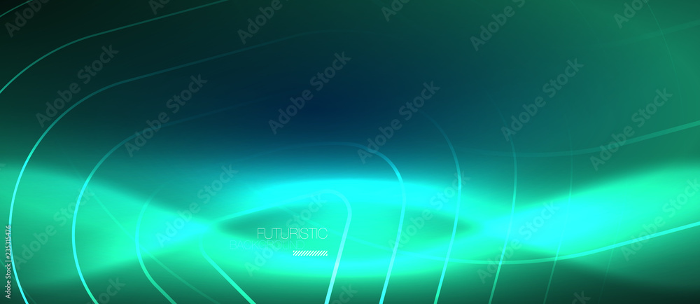 Neon glowing techno lines, hi-tech futuristic abstract background template with geometric shapes Neon glowing techno lines, hi-tech futuristic abstract background template with geometric shapes