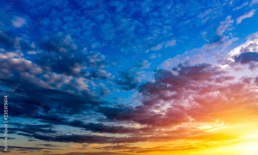 Fototapeta premium Sunset dramatic sky clouds. Sky with clouds and sun.