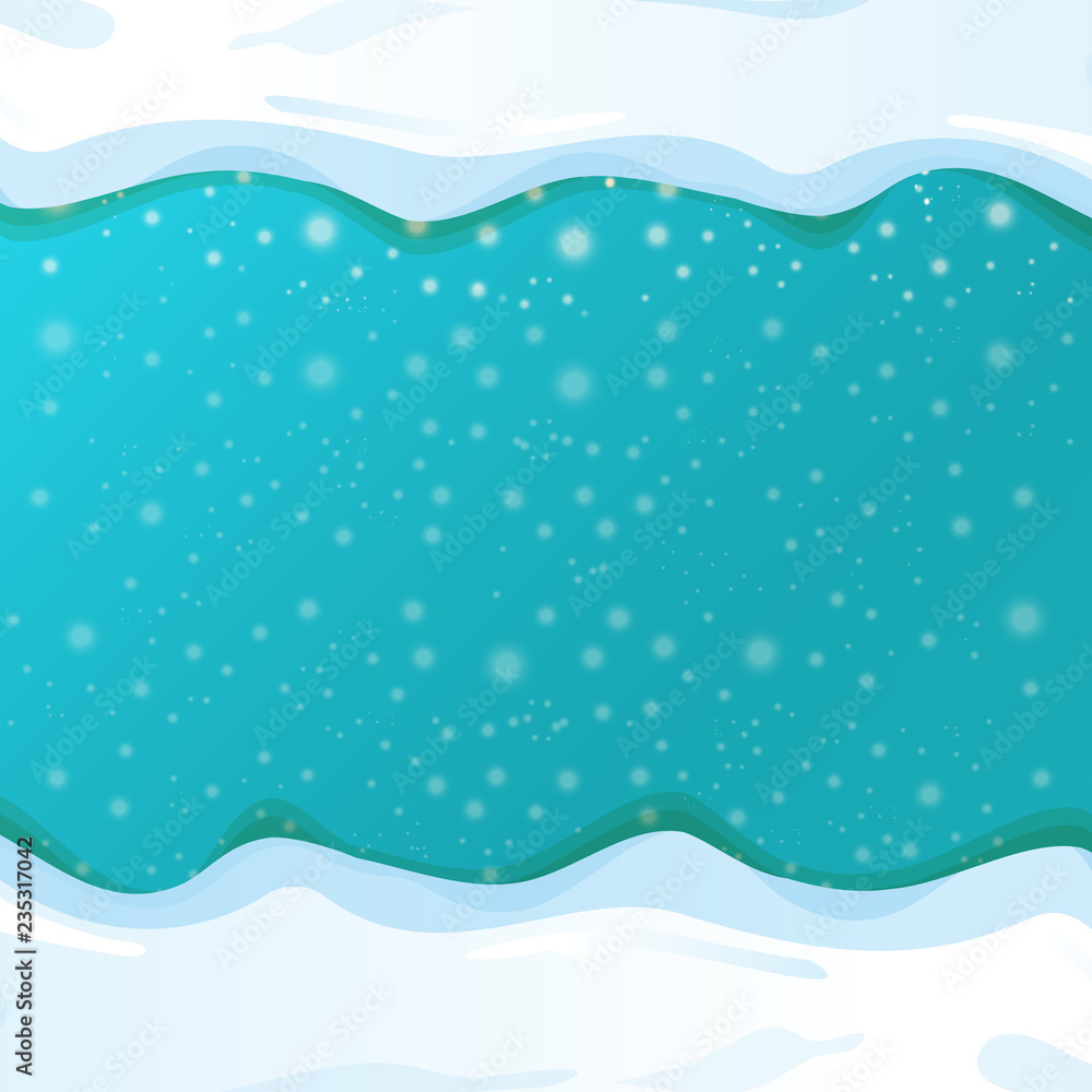 vector winter snow caps on azure sky background with snowflakes. winter snow border or frame for winter sale or christmas banner design template. vector winter snow caps on azure sky background with snowflakes. winter snow border or frame for winter sale or christmas banner design template.