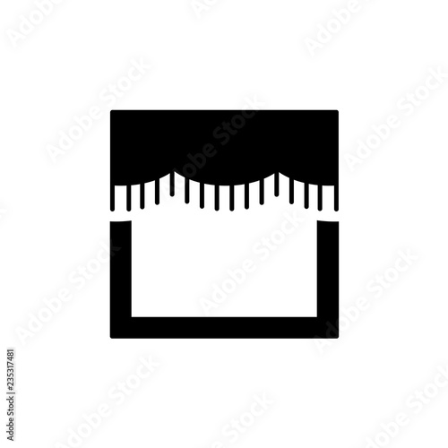 Vector illustration of fabric scalloped valance with fringe. Flat icon of window pelmet. Isolated object