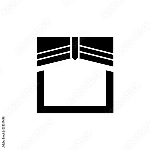 Vector illustration of fabric pelmet with central pleated drapery. Flat icon of window valance. Isolated object