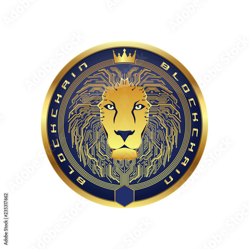 Cryptocurrency and bitcoin lion logo