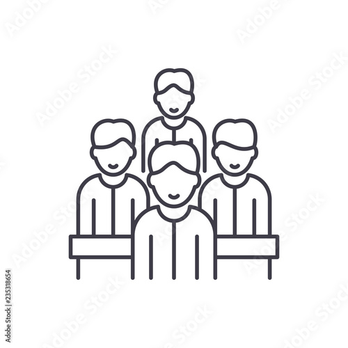 Agile team line icon concept. Agile team vector linear illustration, sign, symbol