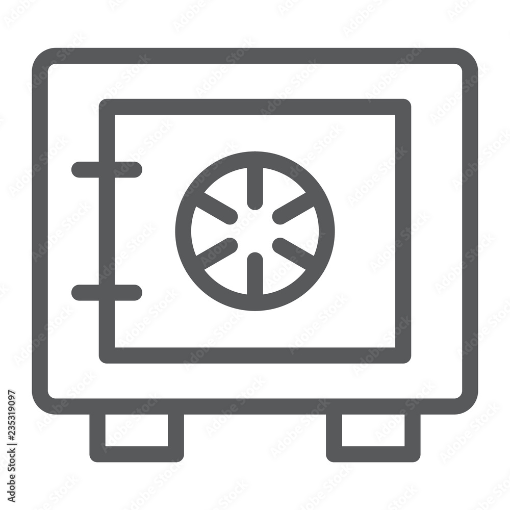 Safe box line icon, security and money, bank safe sign, vector graphics, a linear pattern on a white background.